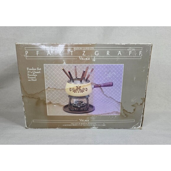 Pfaltzgraff Village 11-Piece Fondue Set in Original Box – 1989 Reston Lloyd Ltd. - Picture 2 of 12